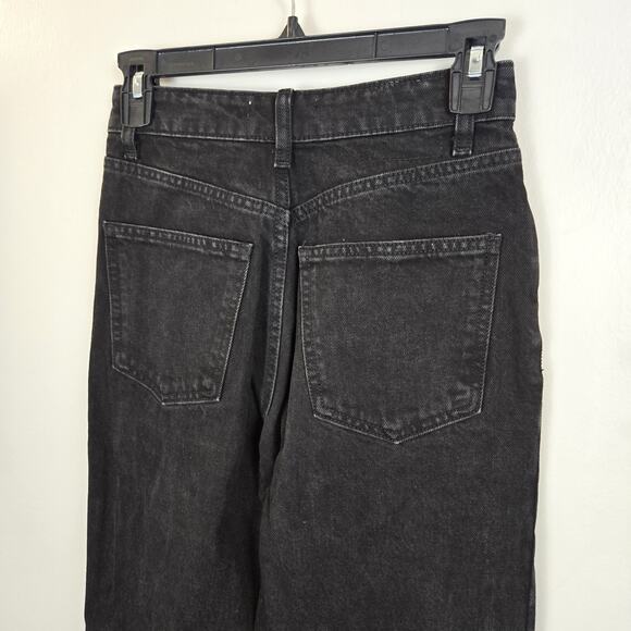 Zara Womens Black Relaxed Fit Button Fly Straight Leg Jeans US Size 2 W24 L26 - Picture 6 of 10